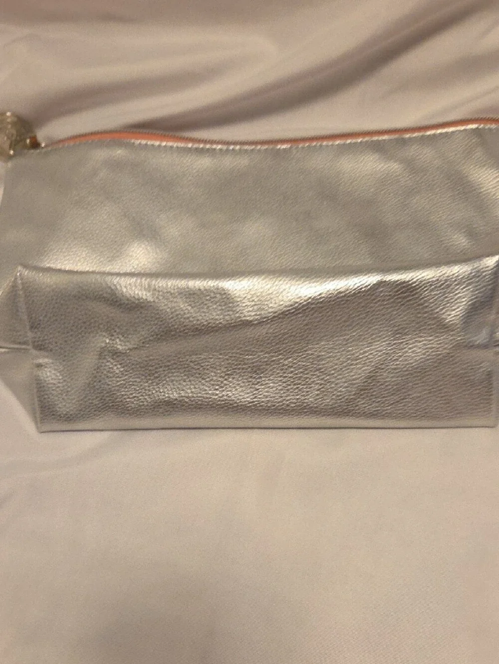 it cosmetics Silver Cosmetic Pouch with Pink Trim